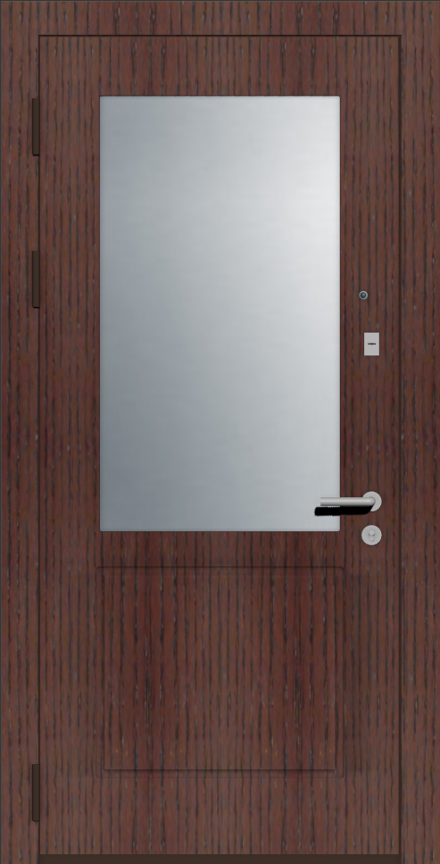 Дверная накладка с зеркалом шпон коричневый с патиной